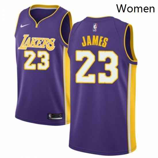 Womens Nike Los Angeles Lakers 23 LeBron James Authentic Purple NBA Jersey Statement Edition
